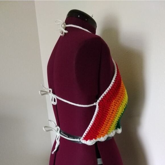 Large Rainbow Halter Top crochet handmade tie at neck and two around chest crop - Picture 3 of 10